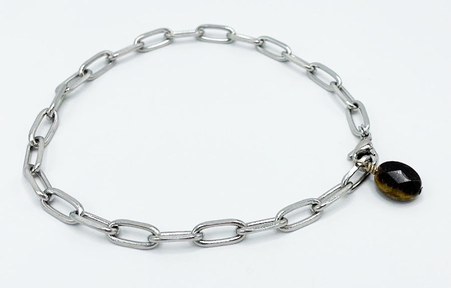 Tiger's Eye Anklet Stainless Steel Chain