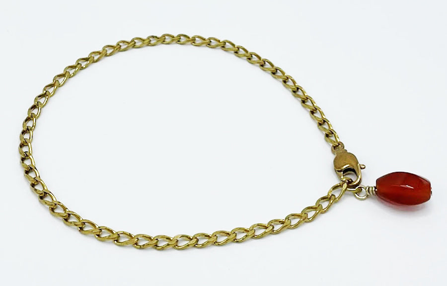 Carnelian Anklet Brass Chain