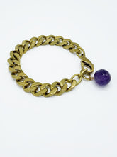 Load image into Gallery viewer, Amethyst Bracelet Brass Curb Chain
