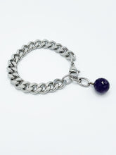 Load image into Gallery viewer, Amethyst Bracelet Stainless Steel Curb Chain
