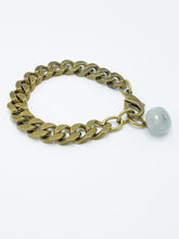 Load image into Gallery viewer, Aquamarine Bracelet Brass Curb Chain
