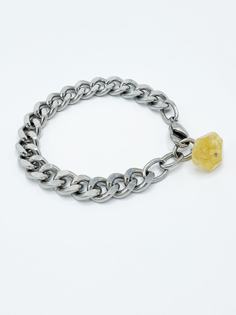 Citrine Bracelet Stainless Steel Curb Chain