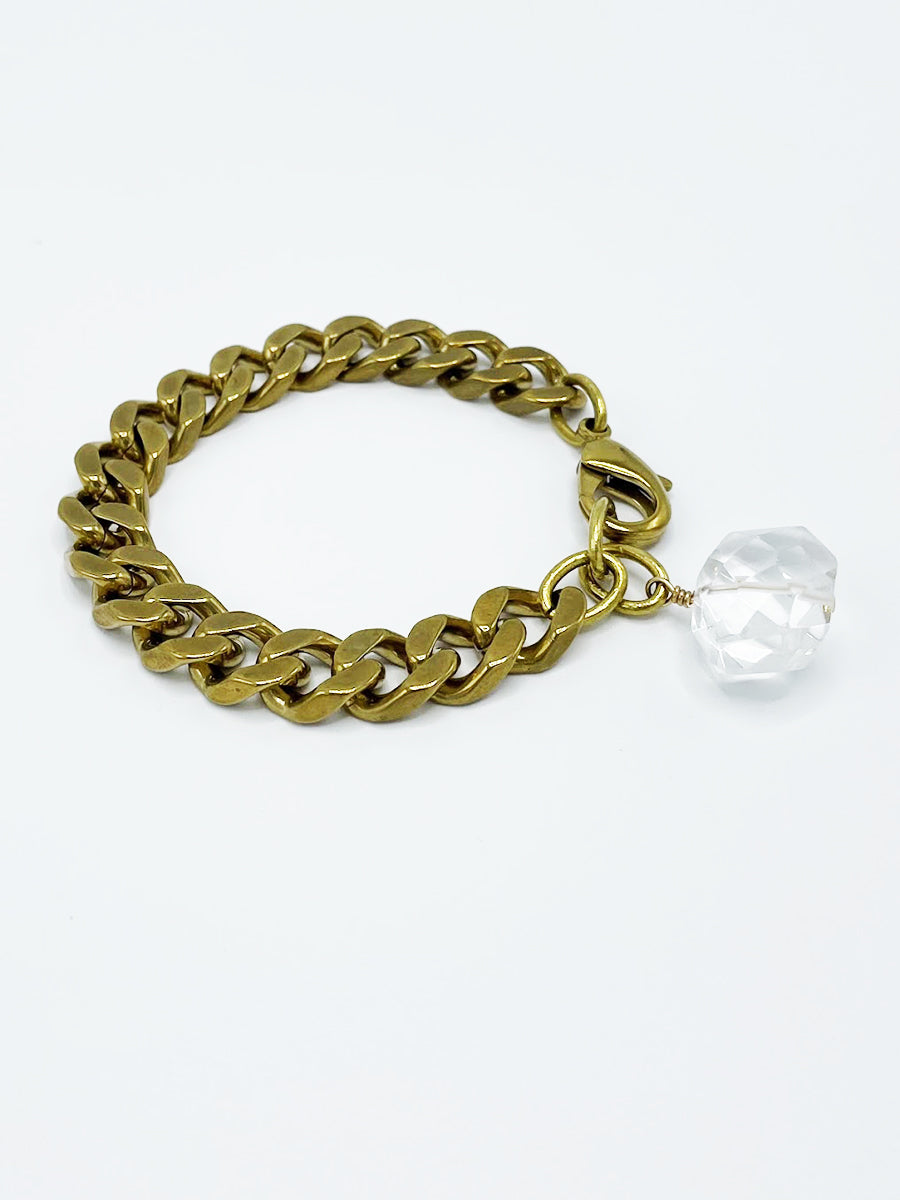 Quartz Crystal Bracelet Brass Curb Chain