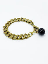 Load image into Gallery viewer, Garnet Bracelet Brass Curb Chain
