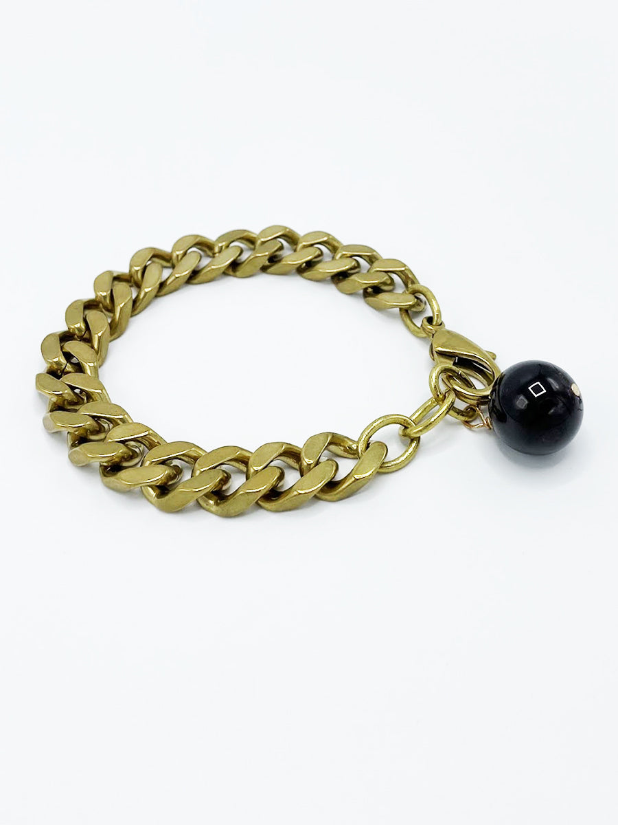 Garnet Bracelet Brass Curb Chain
