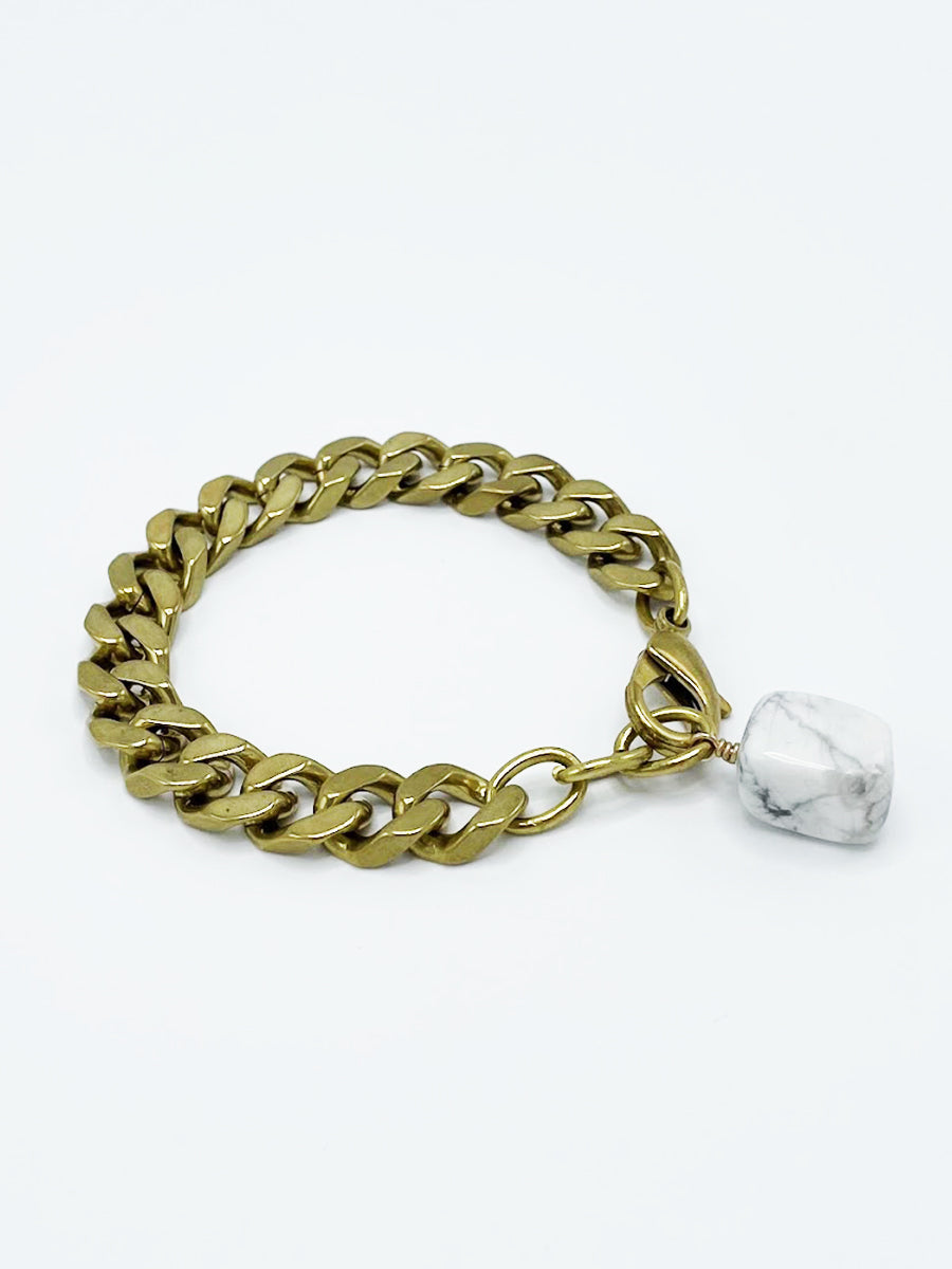 Howlite Bracelet Brass Curb Chain