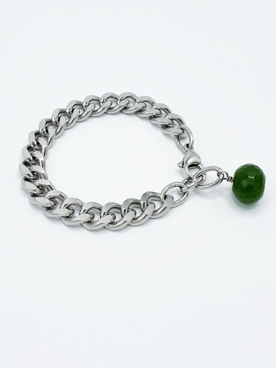 Jade Bracelet Stainless Steel Curb Chain