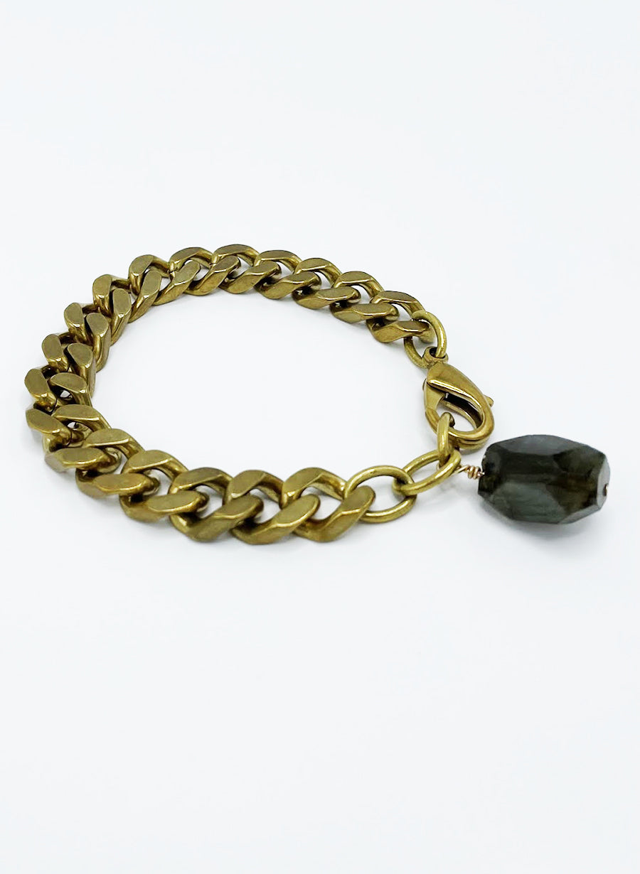 Labradorite Bracelet Brass Curb Chain