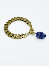 Load image into Gallery viewer, Lapis Bracelet Brass Curb Chain
