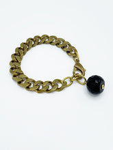 Load image into Gallery viewer, Onyx Bracelet Brass Curb Chain
