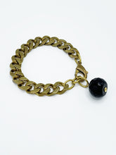 Load image into Gallery viewer, Onyx Bracelet Brass Curb Chain