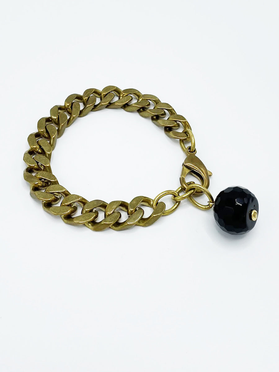 Onyx Bracelet Brass Curb Chain