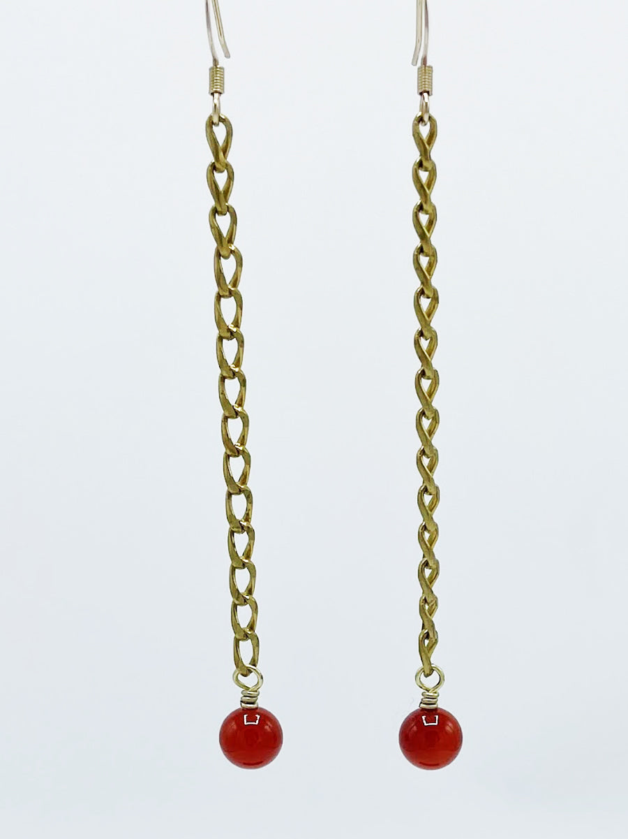 Carnelian Earrings Brass