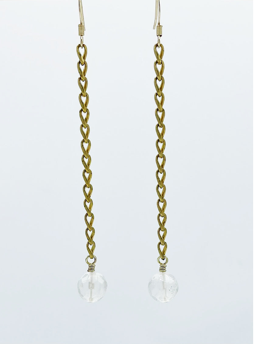 Quartz Crystal Earrings Brass