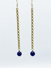 Load image into Gallery viewer, Lapis Earrings Brass
