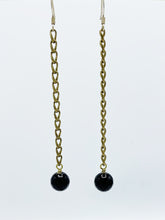 Load image into Gallery viewer, Onyx Earrings Brass
