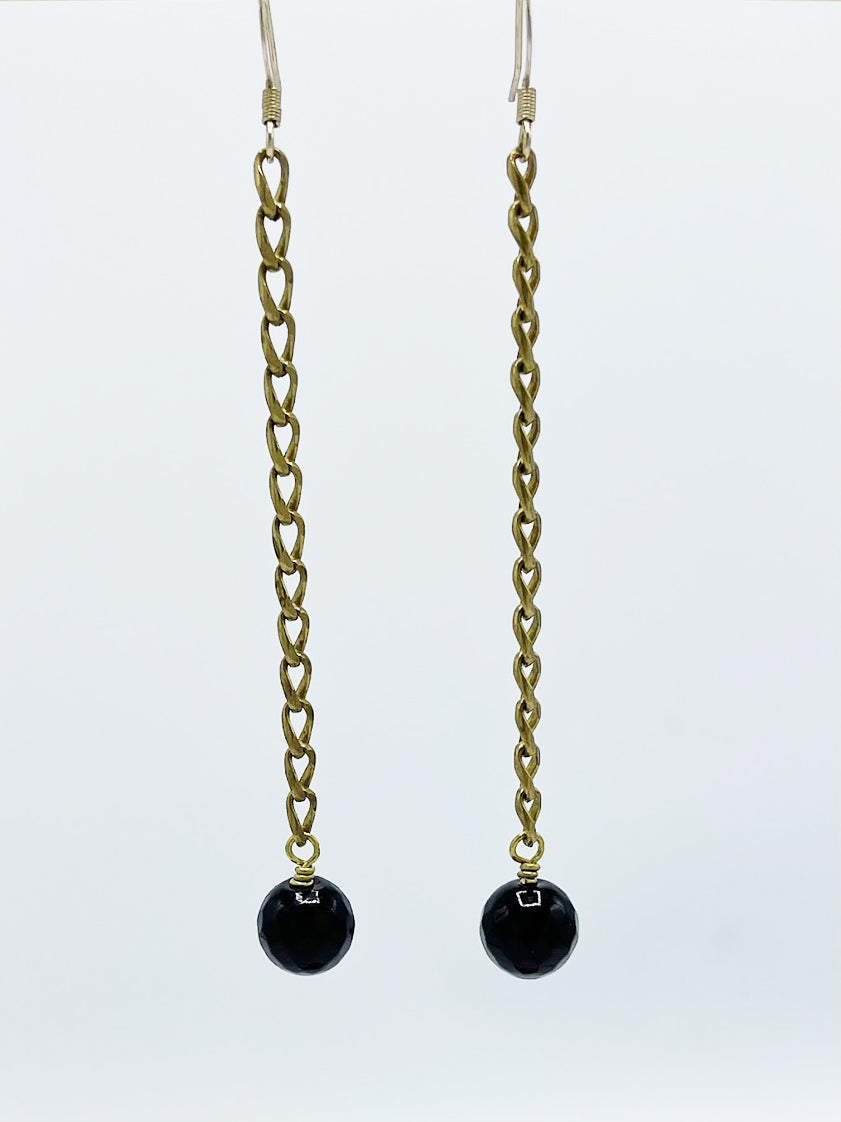 Onyx Earrings Brass
