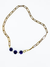 Load image into Gallery viewer, Amethyst Necklace Brass Paper Clip Chain
