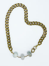 Load image into Gallery viewer, Aquamarine Necklace Brass Curb Chain

