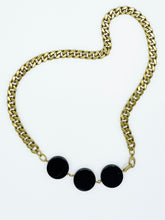 Load image into Gallery viewer, Onyx Necklace Brass Curb Chain
