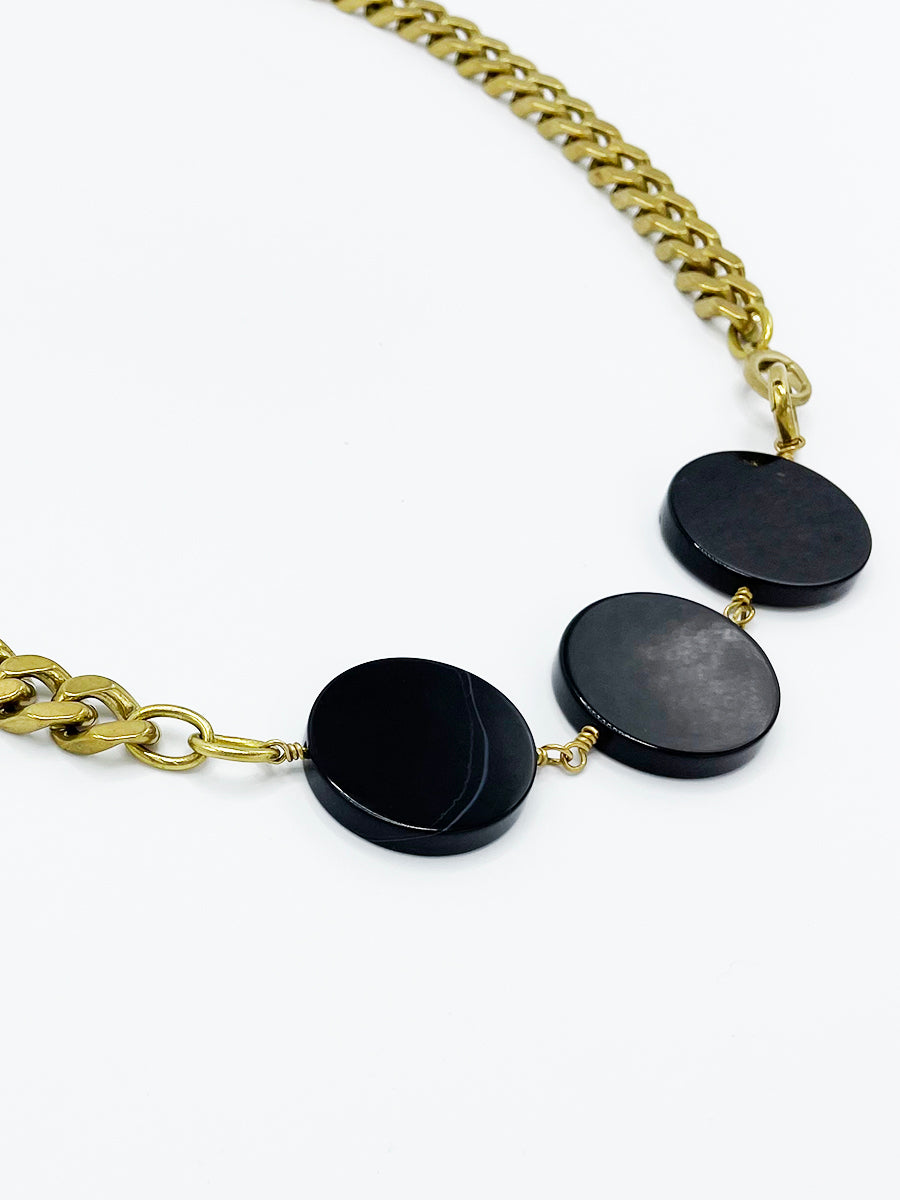 Onyx Necklace Brass Curb Chain