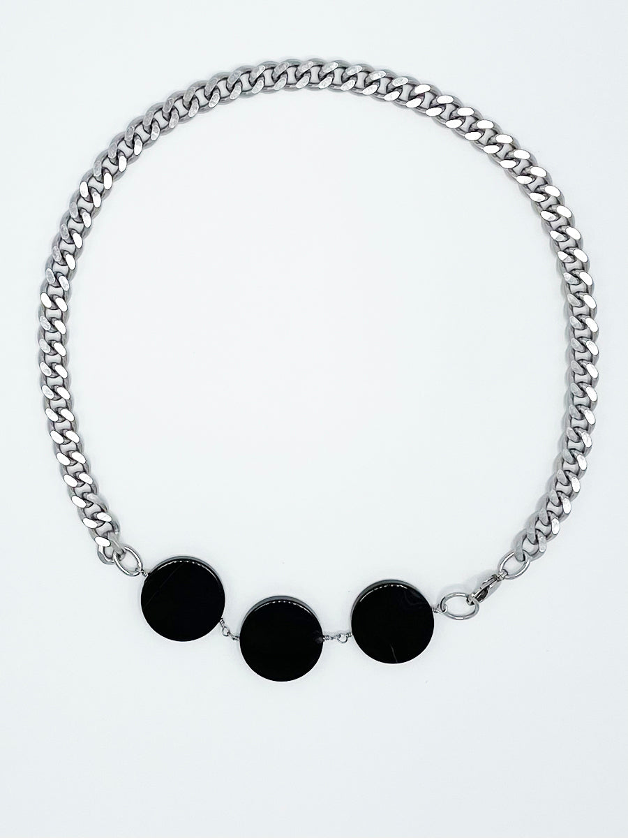 Onyx Necklace Stainless Steel Curb Chain