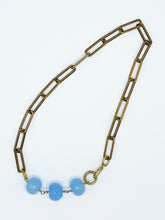 Load image into Gallery viewer, Chalcedony Necklace Brass Paper Clip Chain

