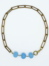 Load image into Gallery viewer, Chalcedony Necklace Brass Paper Clip Chain
