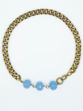 Load image into Gallery viewer, Chalcedony Necklace Brass Curb Chain
