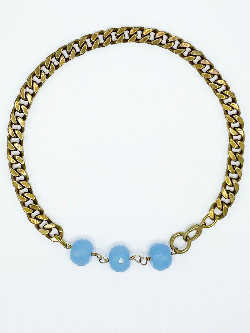 Chalcedony Necklace Brass Curb Chain