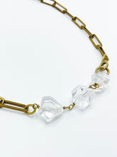 Load image into Gallery viewer, Quartz Crystal Necklace Brass Paper Clip Chain
