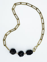 Load image into Gallery viewer, Garnet Necklace Brass Paper Clip Chain
