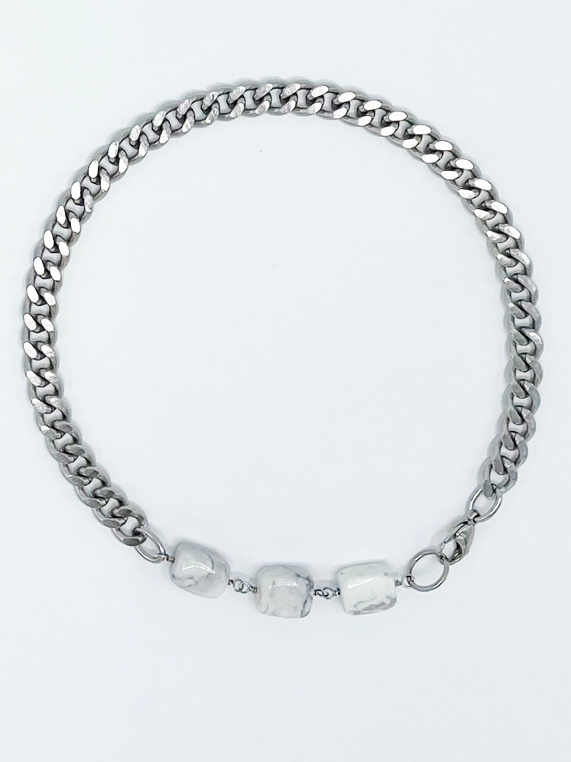 Howlite Necklace Stainless Steel Curb Chain