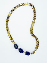 Load image into Gallery viewer, Lapis Necklace Brass Curb Chain
