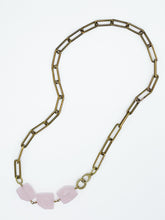 Load image into Gallery viewer, Rose Quartz Necklace Brass Paper Clip Chain
