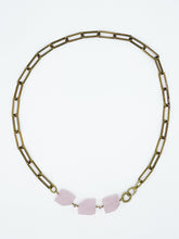 Load image into Gallery viewer, Rose Quartz Necklace Brass Paper Clip Chain
