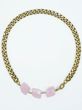 Load image into Gallery viewer, Rose Quartz Necklace Brass Curb Chain

