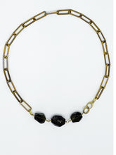 Load image into Gallery viewer, Smoky Quartz Necklace Brass Paper Clip Chain
