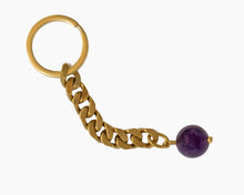 Load image into Gallery viewer, Amethyst Key Chain Brass
