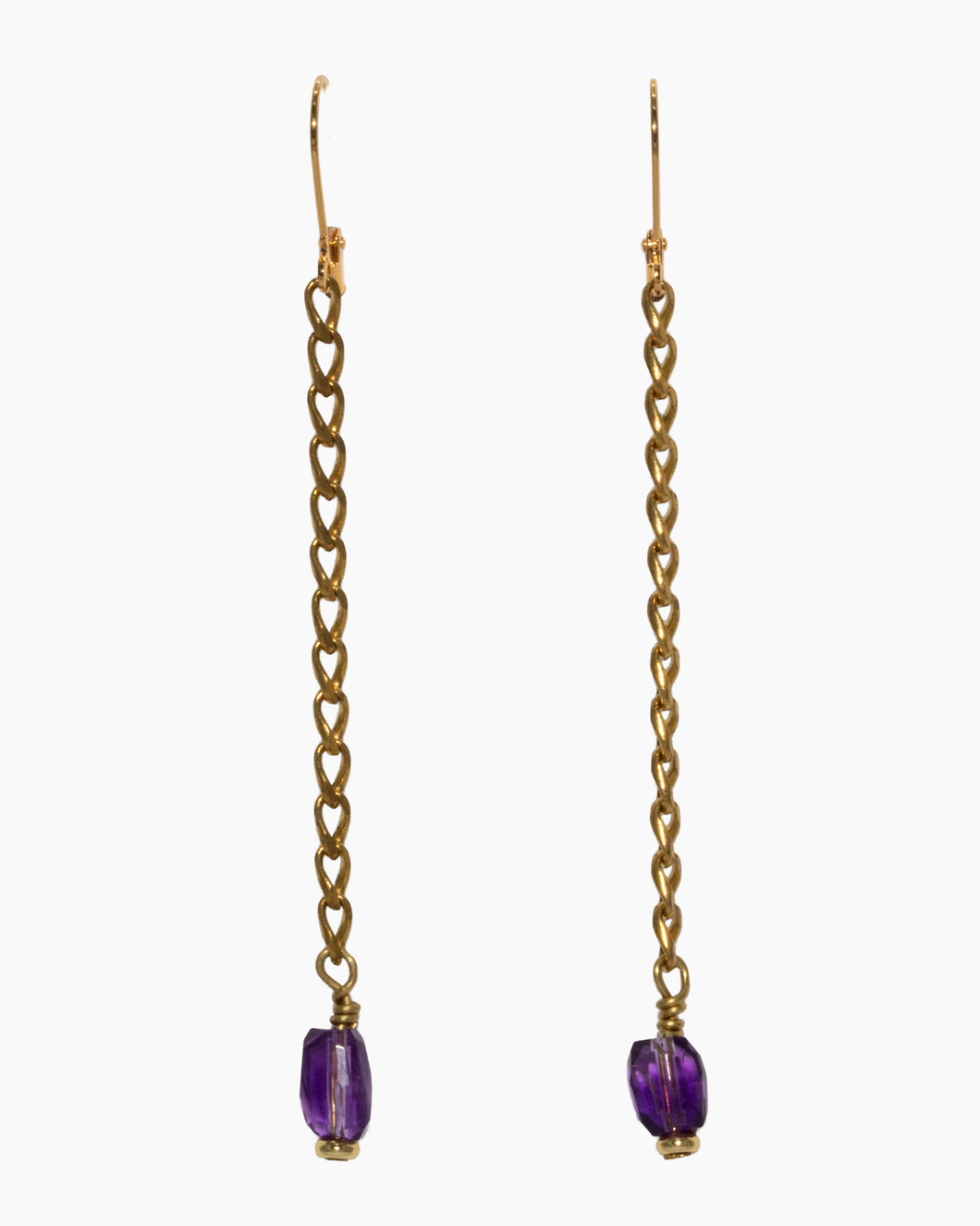 Amethyst Earrings Brass