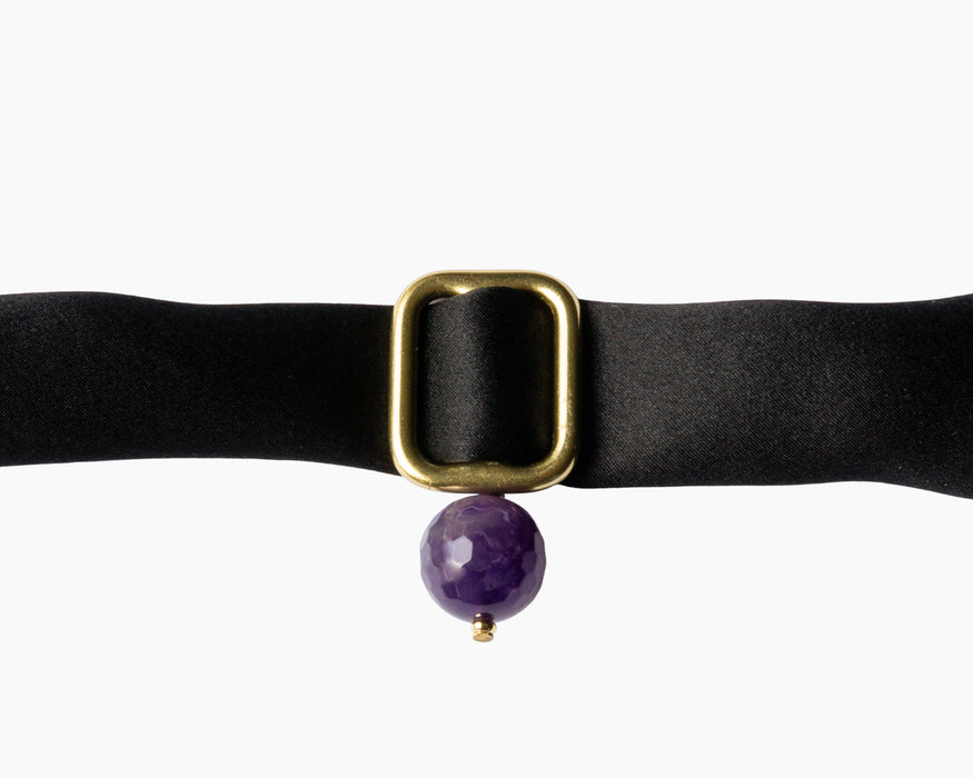 Amethyst + Black Silk Tie