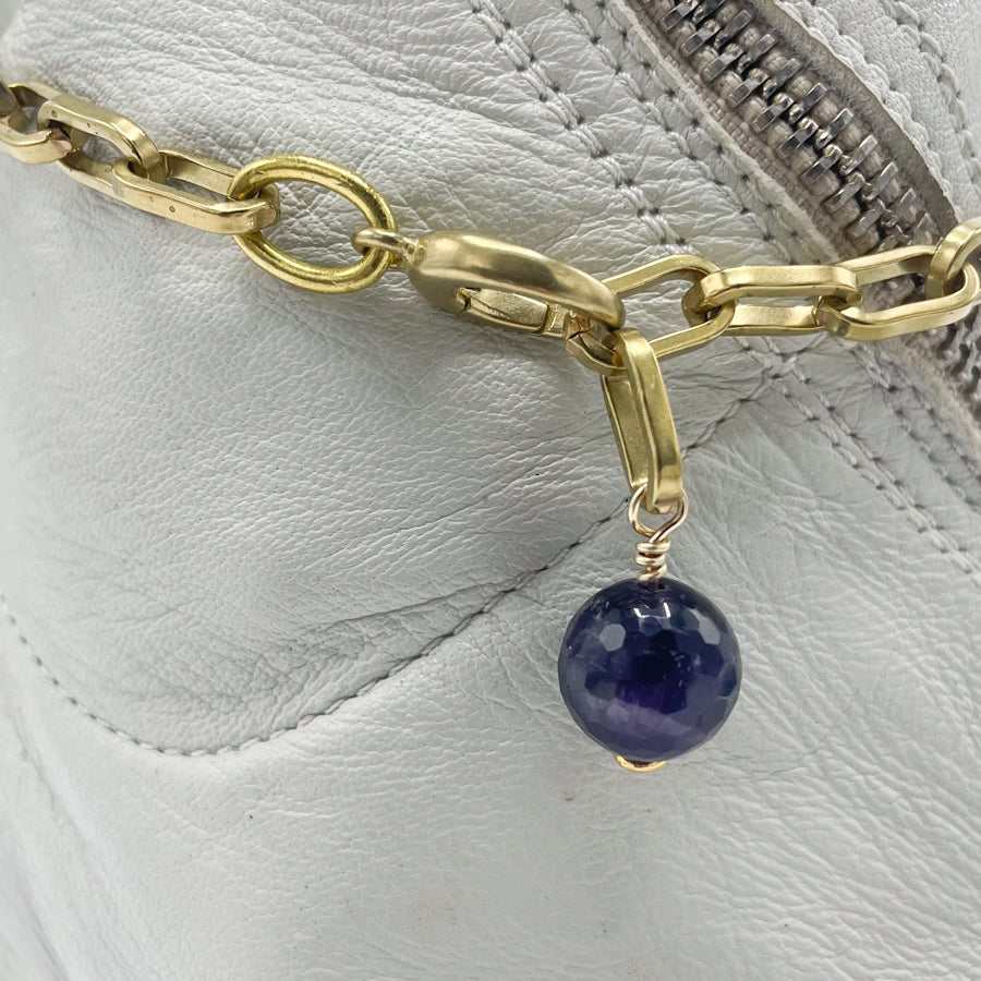 Amethyst BOOT Anklet Brass Chain