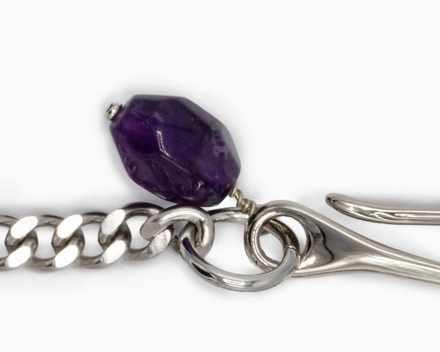Amethyst Pocket Chain Stainless Steel