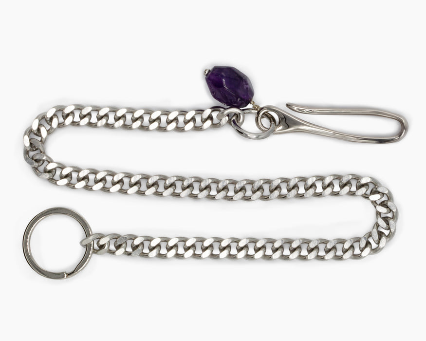 Amethyst Pocket Chain Stainless Steel