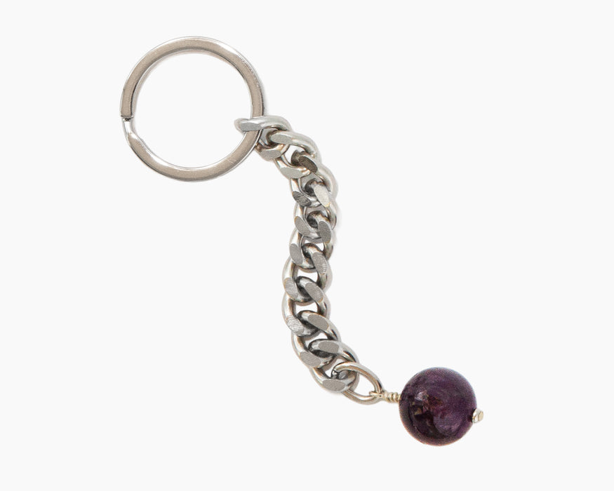 Amethyst Key Chain Stainless Steel