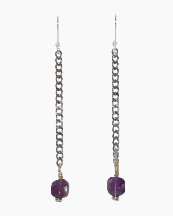 Amethyst Earrings Stainless Steel