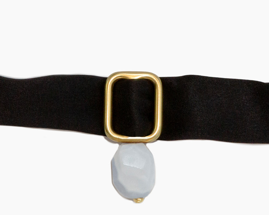 Aquamarine + Black Silk Tie