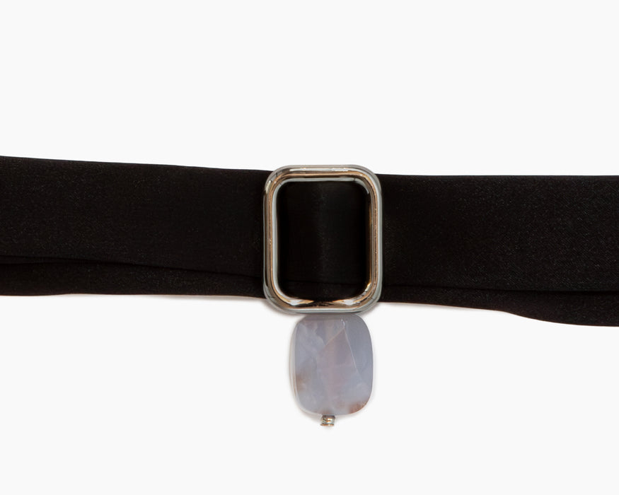 Aquamarine + Black Silk Tie
