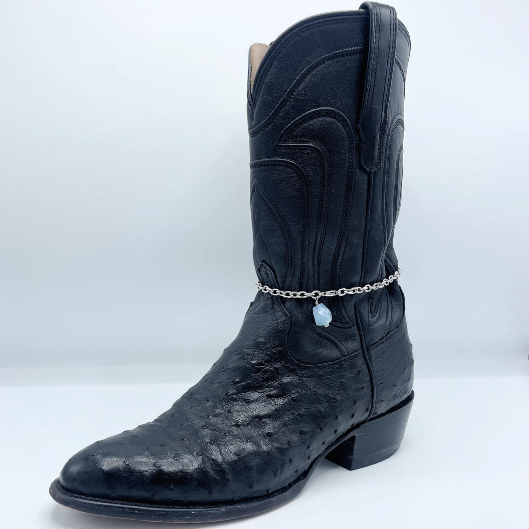 Aquamarine BOOT Anklet Stainless Steel Chain