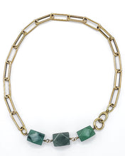 Load image into Gallery viewer, Aventurine Necklace Brass Paper Clip Chain
